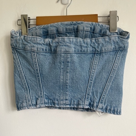 Zara Corset Inspired Denim Jean Sleeveless Crop Top - XS - Picture 4 of 10